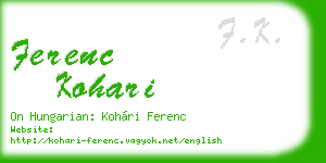 ferenc kohari business card